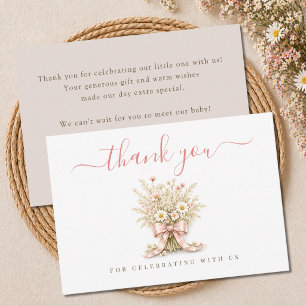 Kleine Wildblume Elegante Staubige Rose Babyparty Dankeskarte