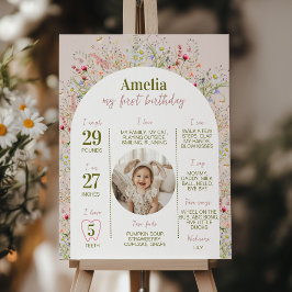 Kleine Wildblume Erster Geburtstag Foto Meilenstei Poster