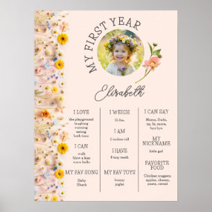 Kleine Wildblume erstes Jahr Geburtstag Poster