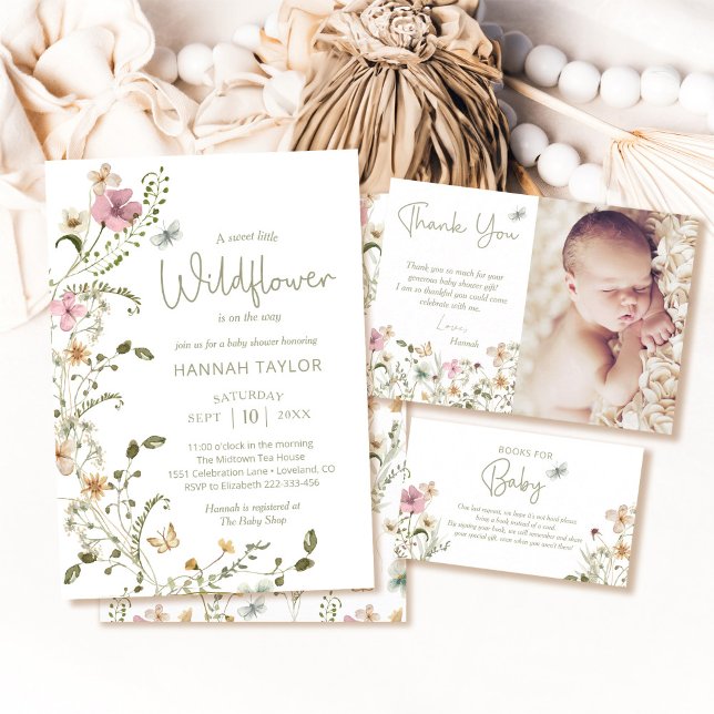 Kleine Wildblume Floral Baby Dusche Einladung (Von Creator hochgeladen)
