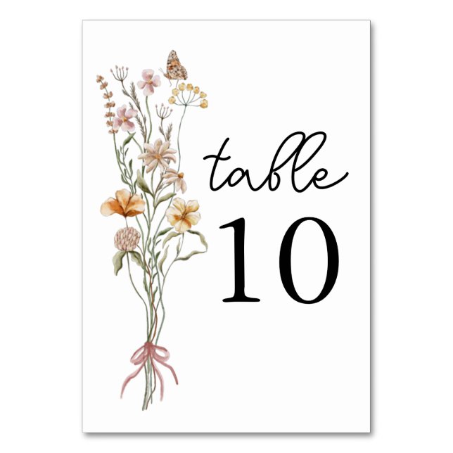 Kleine Wildblume Floral Baby Dusche Tischnummer (Vorderseite)