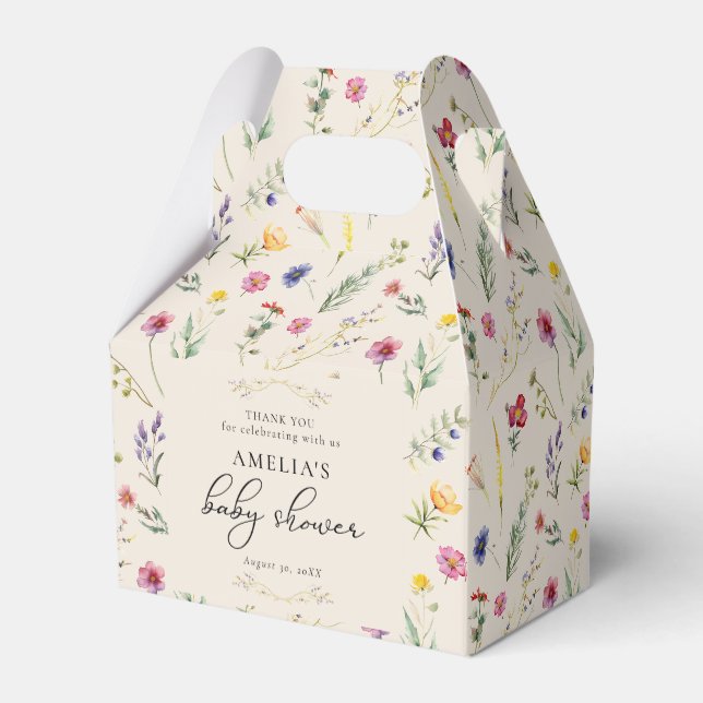 Kleine Wildblume-Frühlingsblütendusche in Beige Geschenkschachtel (Rückseite)