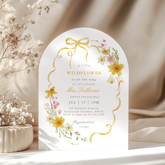 Kleine Wildblume-Gelbe Frühlingshaube Babydusche Einladung (Von Creator hochgeladen)