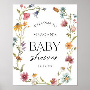 Kleine Wildblume Girl Baby Dusche Begrüßungszeiche Poster