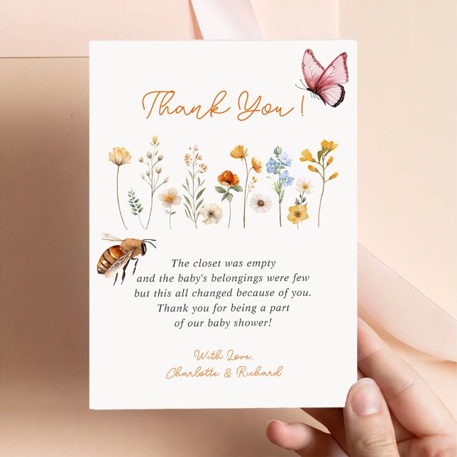 Kleine Wildblume Girl Babydusche Danke Karte (Von Creator hochgeladen)