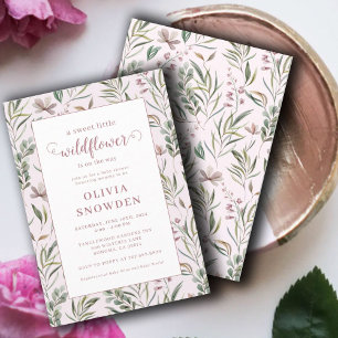 Kleine Wildblume Girl Babydusche Einladung