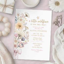 Kleine Wildblume Girl Babydusche Einladung