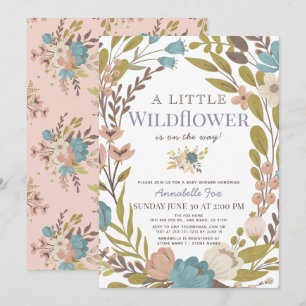 Kleine Wildblume Girl Babydusche Einladung