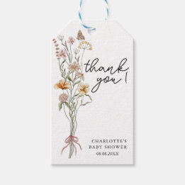 Kleine Wildblume Girl White Baby Dusche Danke Geschenkanhänger