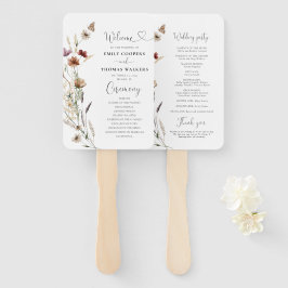 Kleine Wildblume Hochzeitsprogramm Hand Fan Fächer