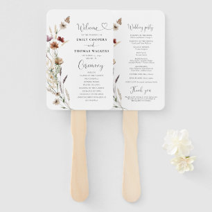 Kleine Wildblume Hochzeitsprogramm Hand Fan Fächer