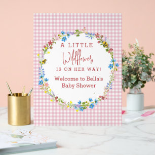 Kleine Wildblume ist auf dem Weg Baby Shower Acrylschild