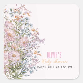 Kleine Wildblume ist in Blüte 3 Quadratischer Aufkleber