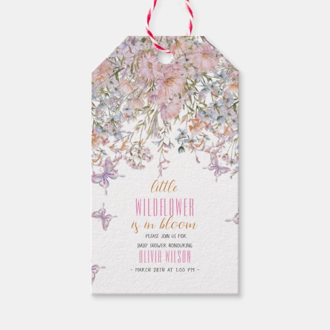 Kleine Wildblume ist in Blütendusche Geschenkanhänger (Vorderseite)