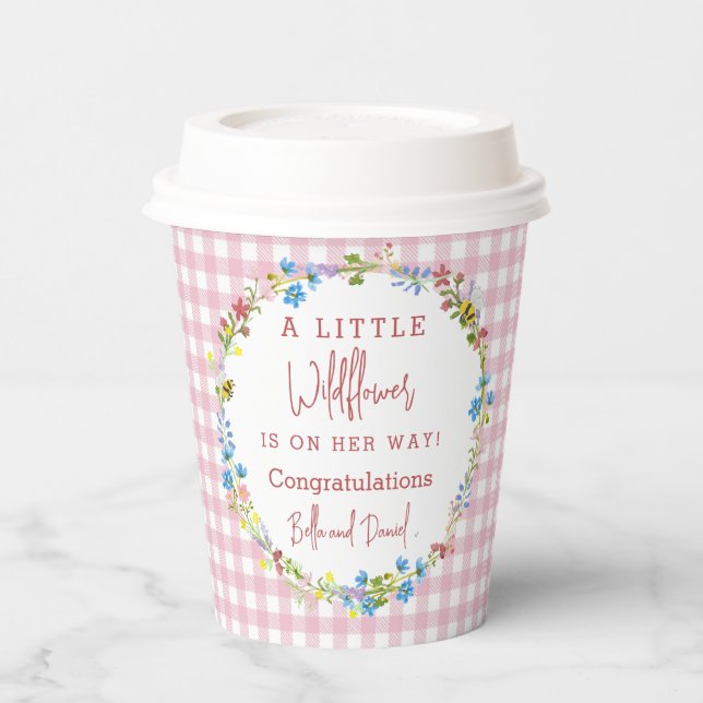 Kleine Wildblume ist unterwegs - Babydusche Pappbecher (Links)