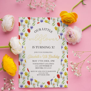 Kleine Wildblume Kinder Mädchen Geburtstag Folieneinladung