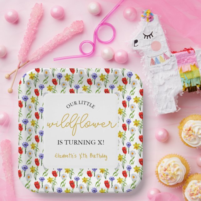 Kleine Wildblume Kindergeburtstag Pappteller (Party)