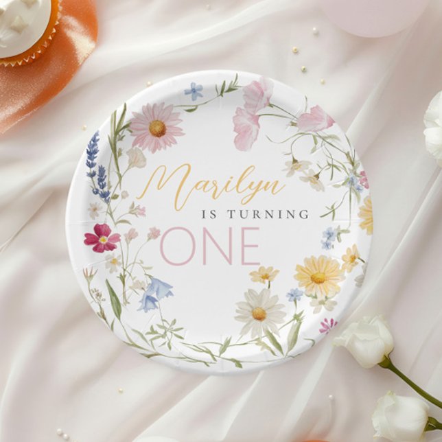 Kleine Wildblume Mädchen einen Geburtstag Pappteller (Von Creator hochgeladen)