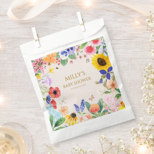 Kleine Wildblume Mama auf Bee Baby Dusche Geschenktütchen (Ausgeschnitten)
