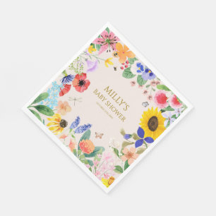 Kleine Wildblume Mama auf Bee Baby Dusche Serviette