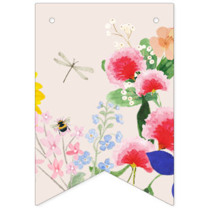 Kleine Wildblume Mama auf Bee Baby Dusche Wimpelkette