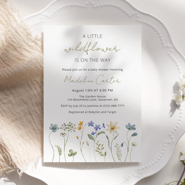 Kleine Wildblume Minimalistische Blumenspülung Einladung (Von Creator hochgeladen)