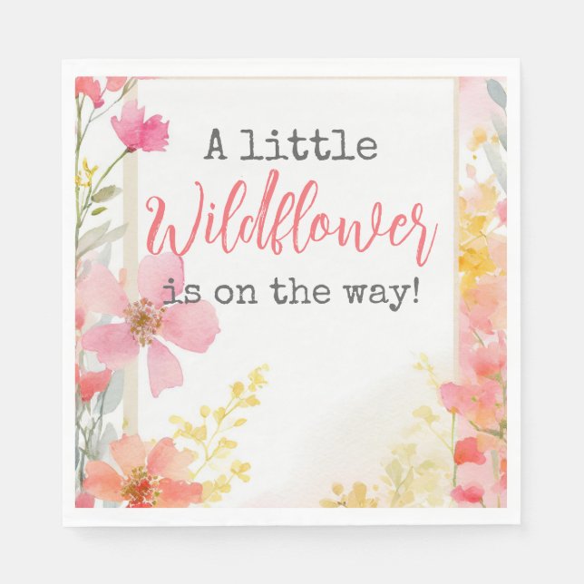 Kleine Wildblume Peach Blume Floral Baby Dusche Serviette (Vorderseite)