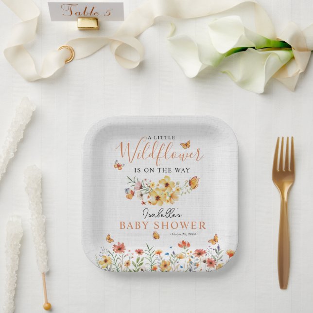 Kleine Wildblume Rustikale Wildblumen Kinderdusche Pappteller (Hochzeit)