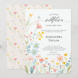 Kleine Wildblume Script Pastels Baby Girl Shower Einladung