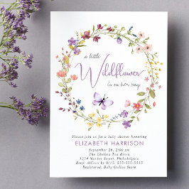Kleine Wildblume Watercolor Kindermädchendusche Einladung