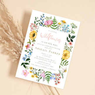 Kleine Wildblumen-Aquarell-Baby-Party Einladung