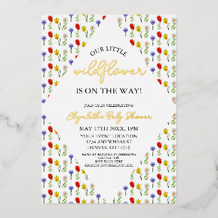 Kleine Wildblumen-Baby-Party Folieneinladung
