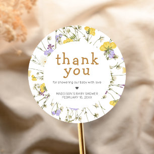 Kleine Wildblumen-Baby-Party Runder Aufkleber