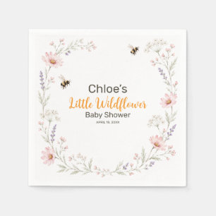 Kleine Wildblumen-Biene-Baby-Shower-Papier Serviette