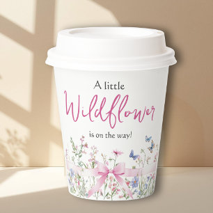 Kleine Wildblumen-Blumen-Rosa-Schleife Mädchen-Bab Pappbecher