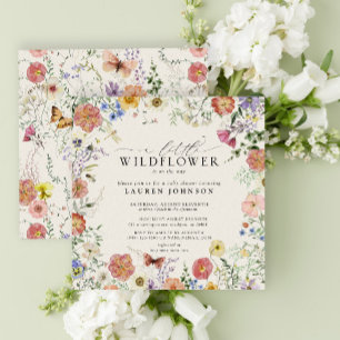 Kleine Wildblumen Gepresste Blumen Babyparty Einladung