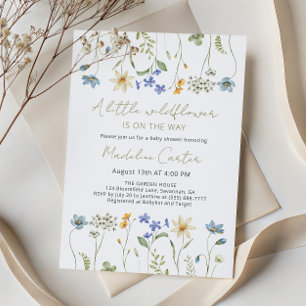 Kleine Wildblumen-Minimalist-Floral-Baby-Party Einladung