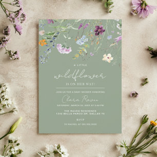Kleine Wildblumen-Salbei-Blumen-Baby-Party Einladung