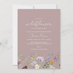 Kleine Wildblumen Staubrosa Blumen Baby Shower Einladung