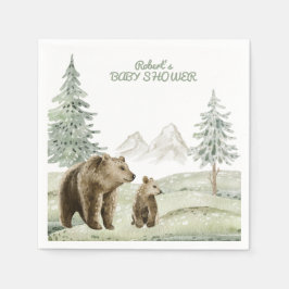 Kleine wilde Babybärenwald Babyduschkarte Serviette