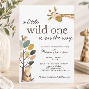 Kleine wilde Safari-Tiere Baby-Party Einladung