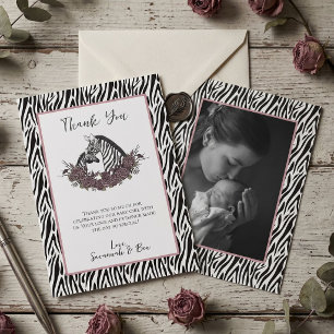 Kleine wilde Safari-Zebra-Baby-Party-Foto Dankeskarte