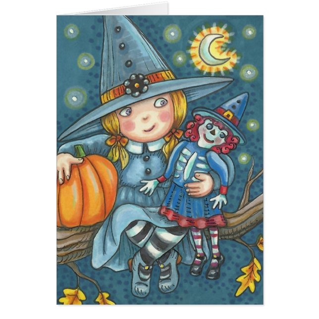 KLEINE WITCH- UND DOLL HALLOWEEN GREETKARTE-Leere (Vorne)