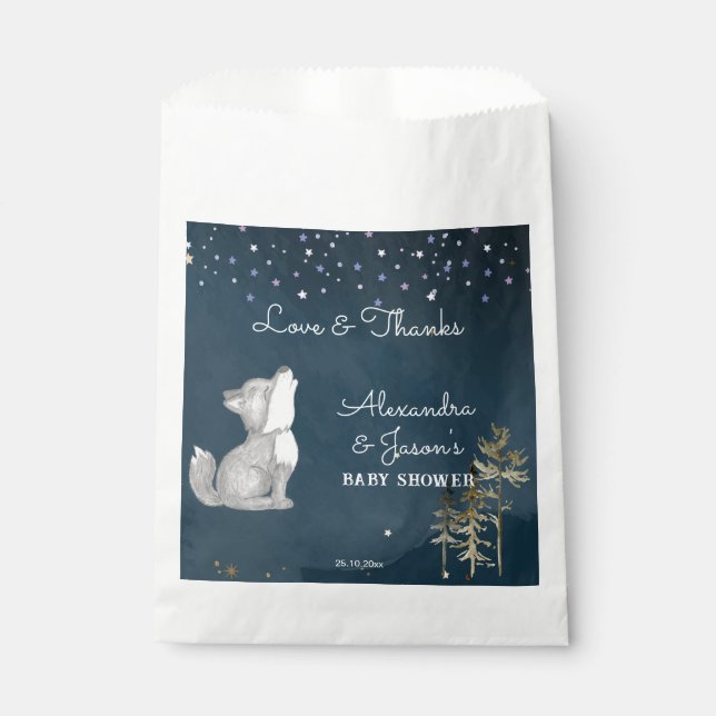 Kleine Wolf-Thematisierte Babydusche Geschenk Geschenktütchen (Vorderseite)