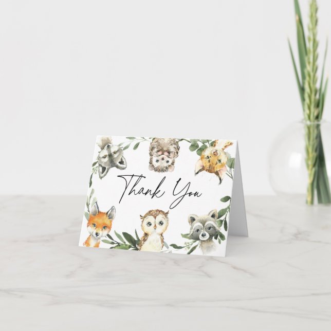 Kleine Woodland Babydusche Danke Karte (Vorderseite)