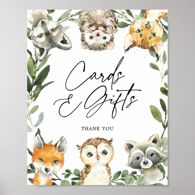 Kleine Woodland Babyduschkarten und Geschenkschild Poster (Vorne)