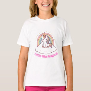 Kleine Zauberhafte Süße Einhorn Regenbogen Wolke T-Shirt