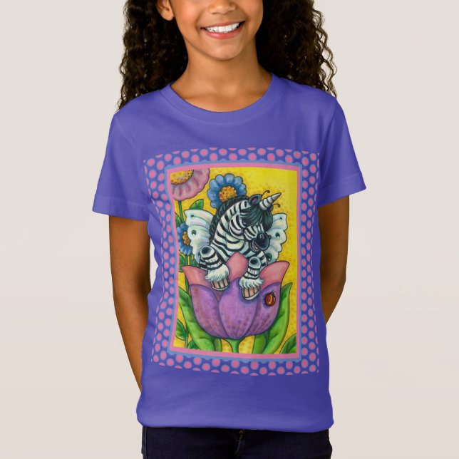 KLEINE ZEBO WHIMSYNICKER, ZEBRA UNICORN Fantasy T-Shirt (Vorderseite)