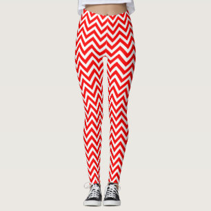 Kleine Zickzack Größe in Rot und Weiß Leggings