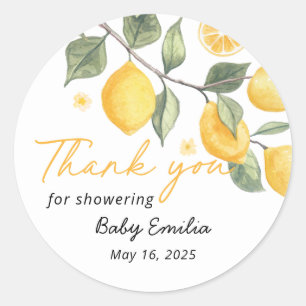 Kleine Zitronen-Baby-Shower-Dankeschön-Aufkleber Runder Aufkleber